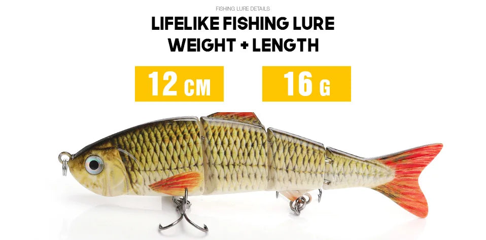 VTAVTA 12cm 16g Lifelike 4 Segment Sinking Wobbler Lure