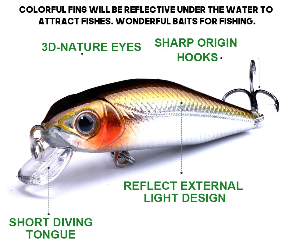 VTAVTA Mini Floating Minnow Wobbler Fishing Lure 6cm 5g