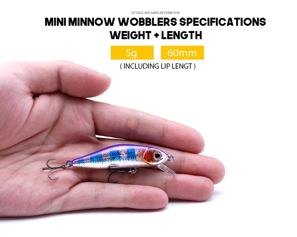 VTAVTA Mini Floating Minnow Wobbler Fishing Lure 6cm 5g