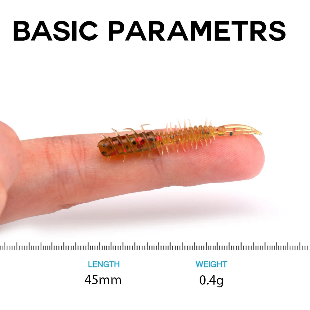 VTAVTA 50pcs Worm Silicone Bait 45mm 0.4g