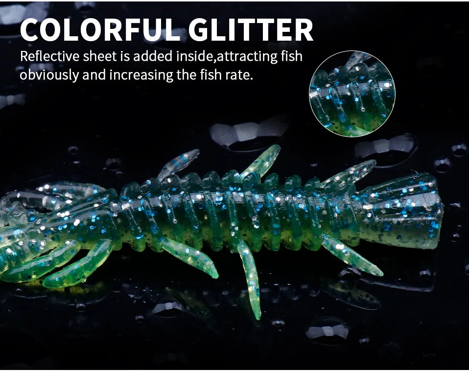 VTAVTA 10pcs 50mm 60mm 70mm Floating Soft Lure Silicone Bait Shrimp