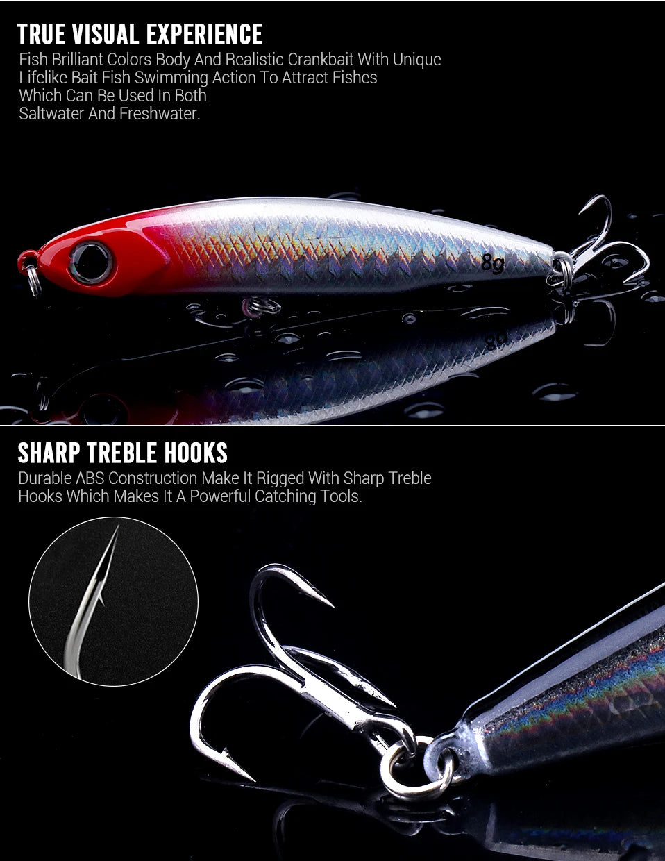 VTAVTA Sinking Pencil Wobbler Fishing Lure 3g/8g