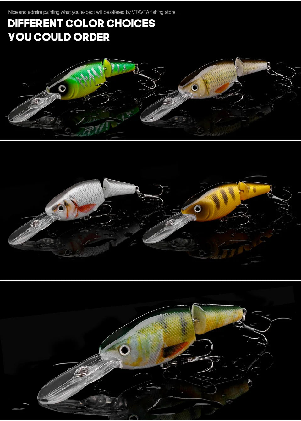VTAVTA 2-segment Jointed Floating Minnow Lures 105mm 15g