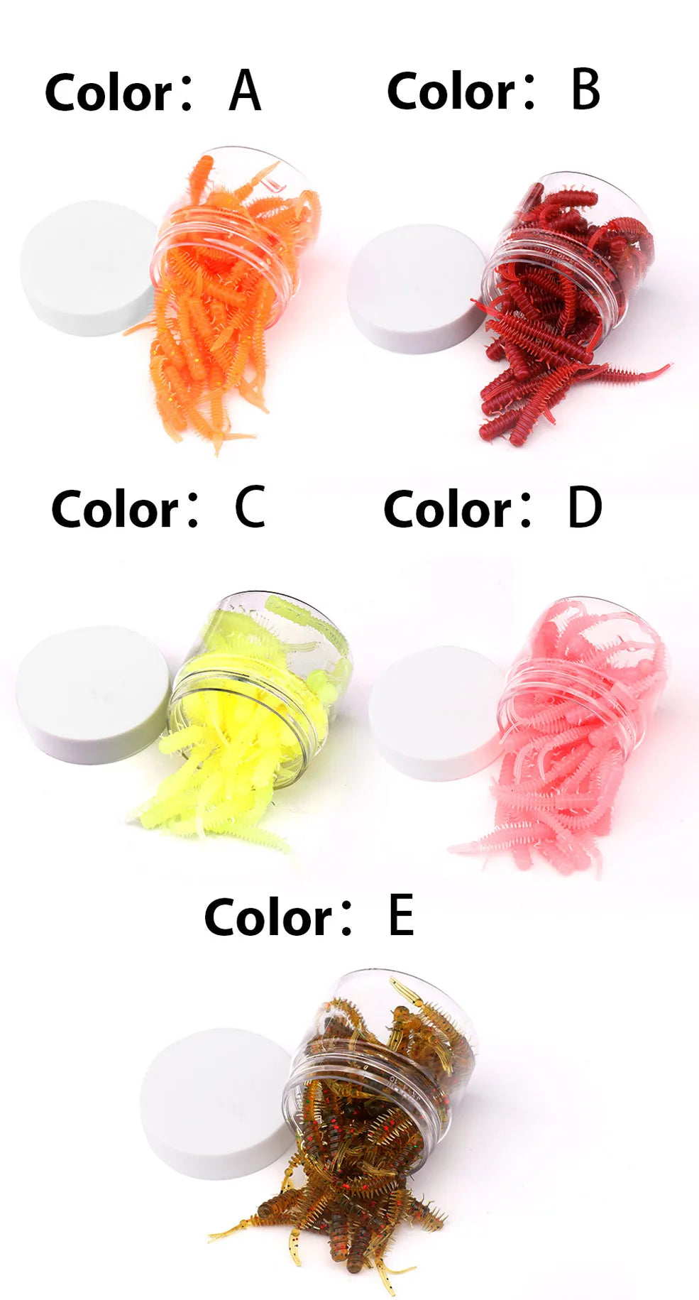 VTAVTA 50pcs Worm Silicone Bait 45mm 0.4g