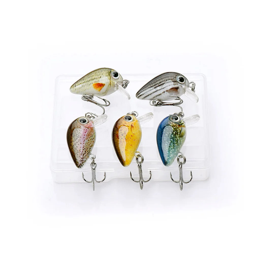 VTAVTA Mini Crank Bait 5pcs Floating Minnow Wobblers