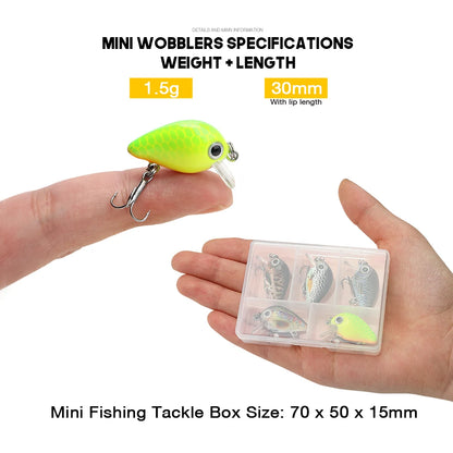 VTAVTA Mini Crank Bait 5pcs Floating Minnow Wobblers