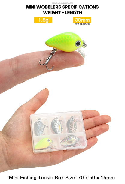 VTAVTA Mini Crank Bait 5pcs Floating Minnow Wobblers
