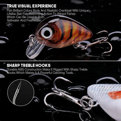 VTAVTA Mini Crank Bait 5pcs Floating Minnow Wobblers