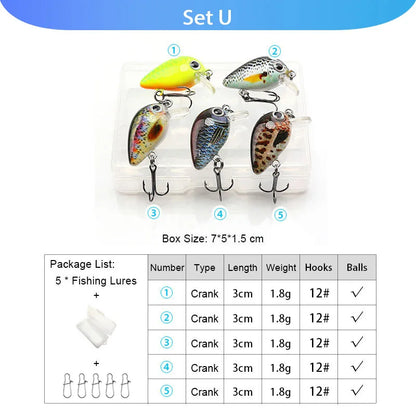VTAVTA 5pcs Segmented Fishing Lures Set Fishing Box