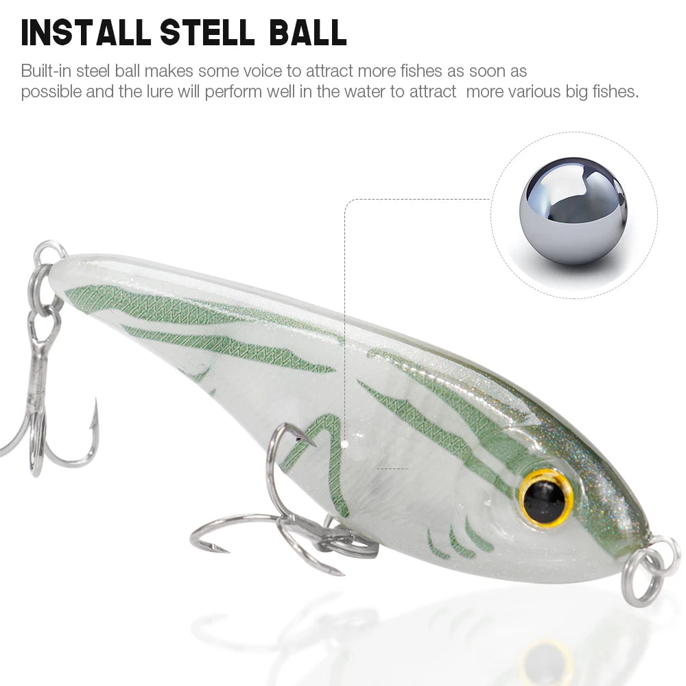 VTAVTA 6.8cm 9g Luminous Sinking Jerkbait Vibrating Rattling Wobblers