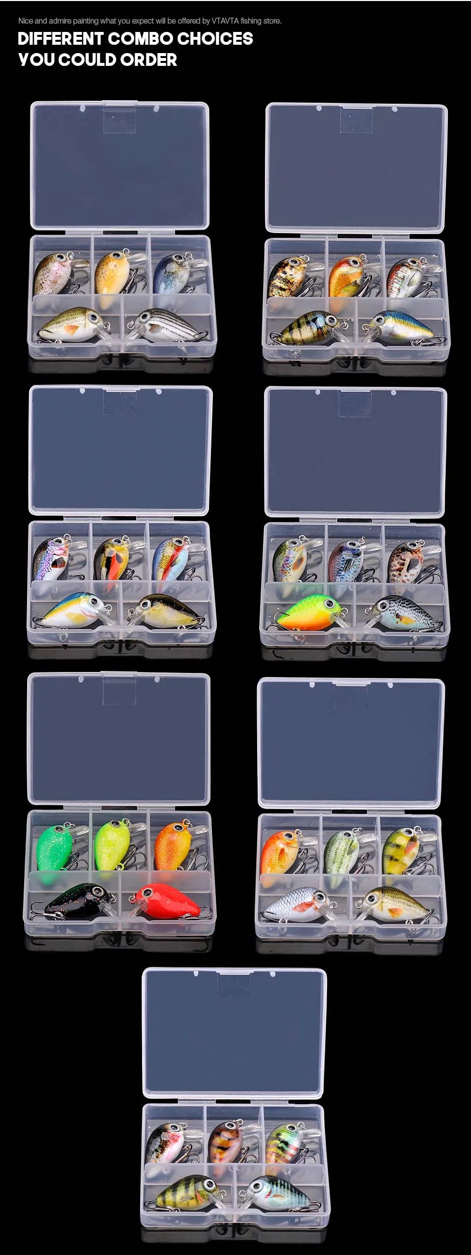 VTAVTA Mini Crank Bait 5pcs Floating Minnow Wobblers