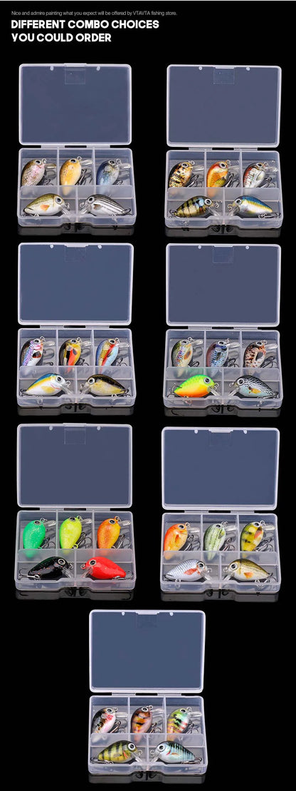 VTAVTA Mini Crank Bait 5pcs Floating Minnow Wobblers