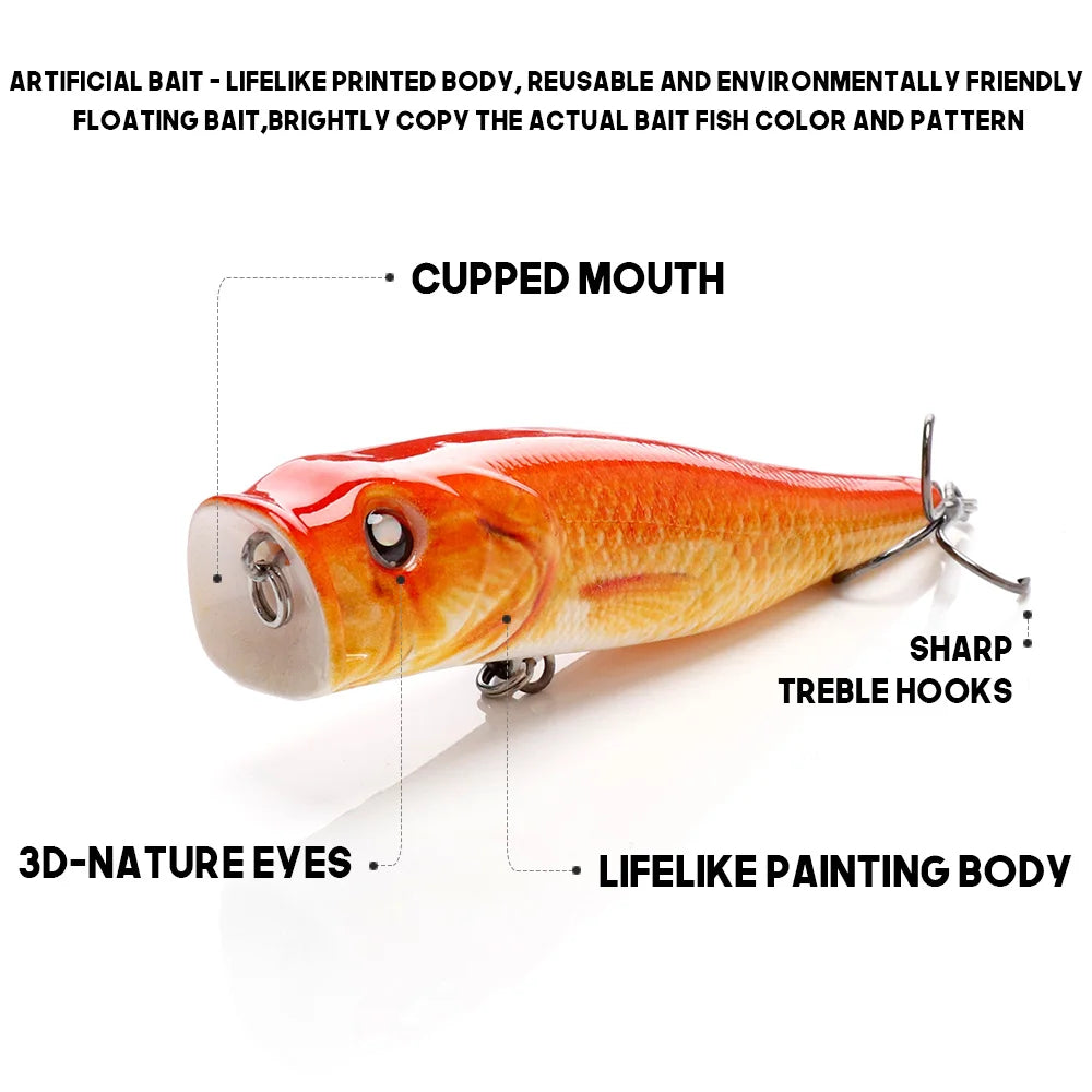 VTAVTA 8.5cm 13.5g Floating Popper Crankbait Fishing Lure
