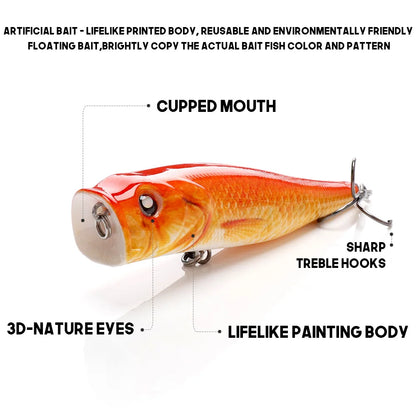 VTAVTA 8.5cm 13.5g Floating Popper Crankbait Fishing Lure