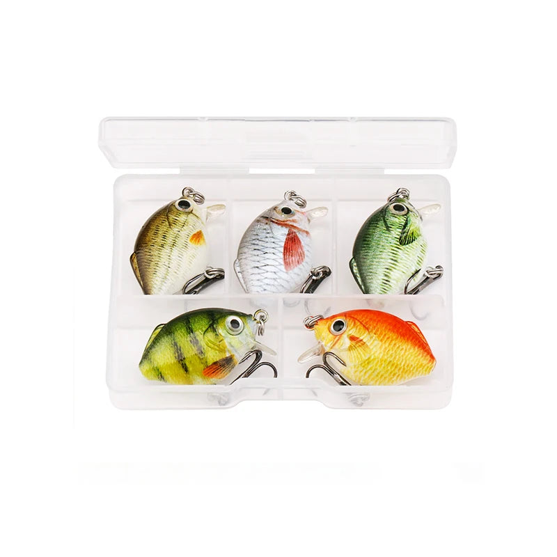 VTAVTA Mini Crank Bait 5pcs Floating Minnow Wobblers