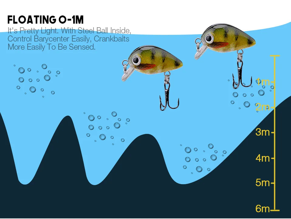 VTAVTA Mini Crank Bait 5pcs Floating Minnow Wobblers
