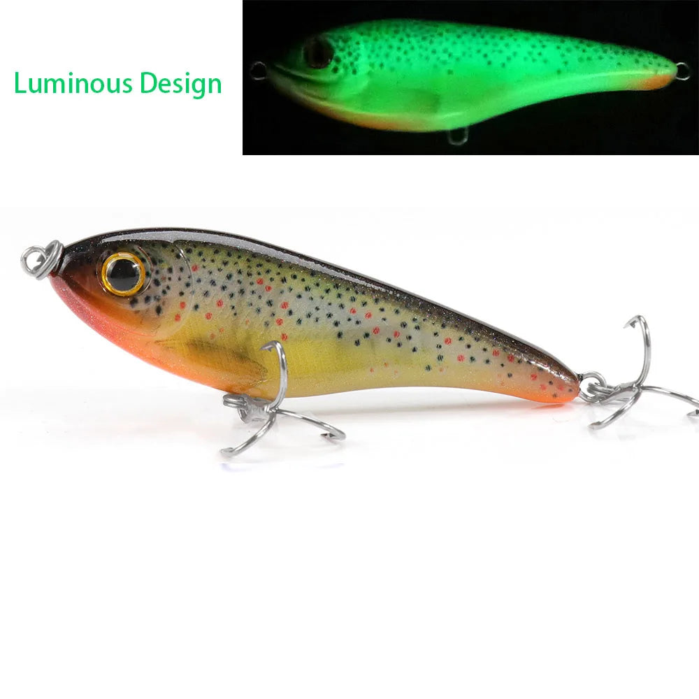 VTAVTA 6.8cm 9g Luminous Sinking Jerkbait Vibrating Rattling Wobblers