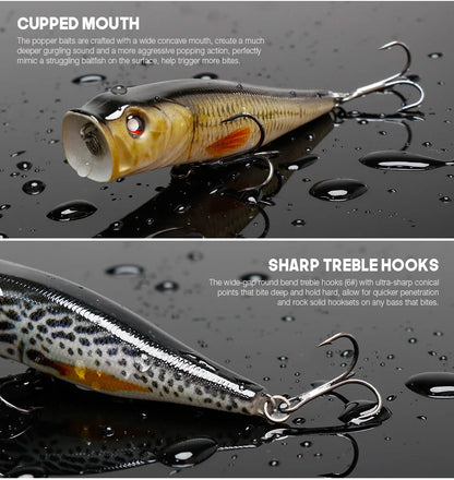 VTAVTA 8.5cm 13.5g Floating Popper Crankbait Fishing Lure