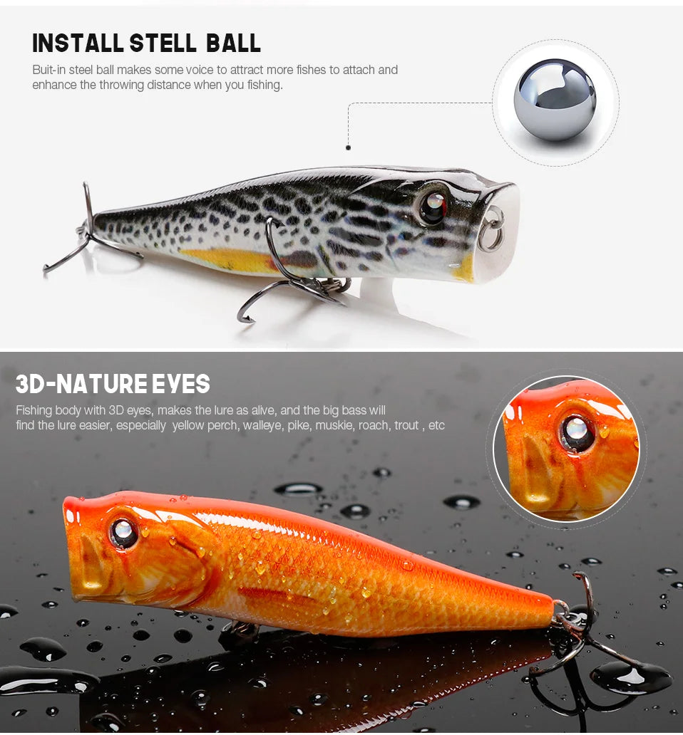 VTAVTA 8.5cm 13.5g Floating Popper Crankbait Fishing Lure