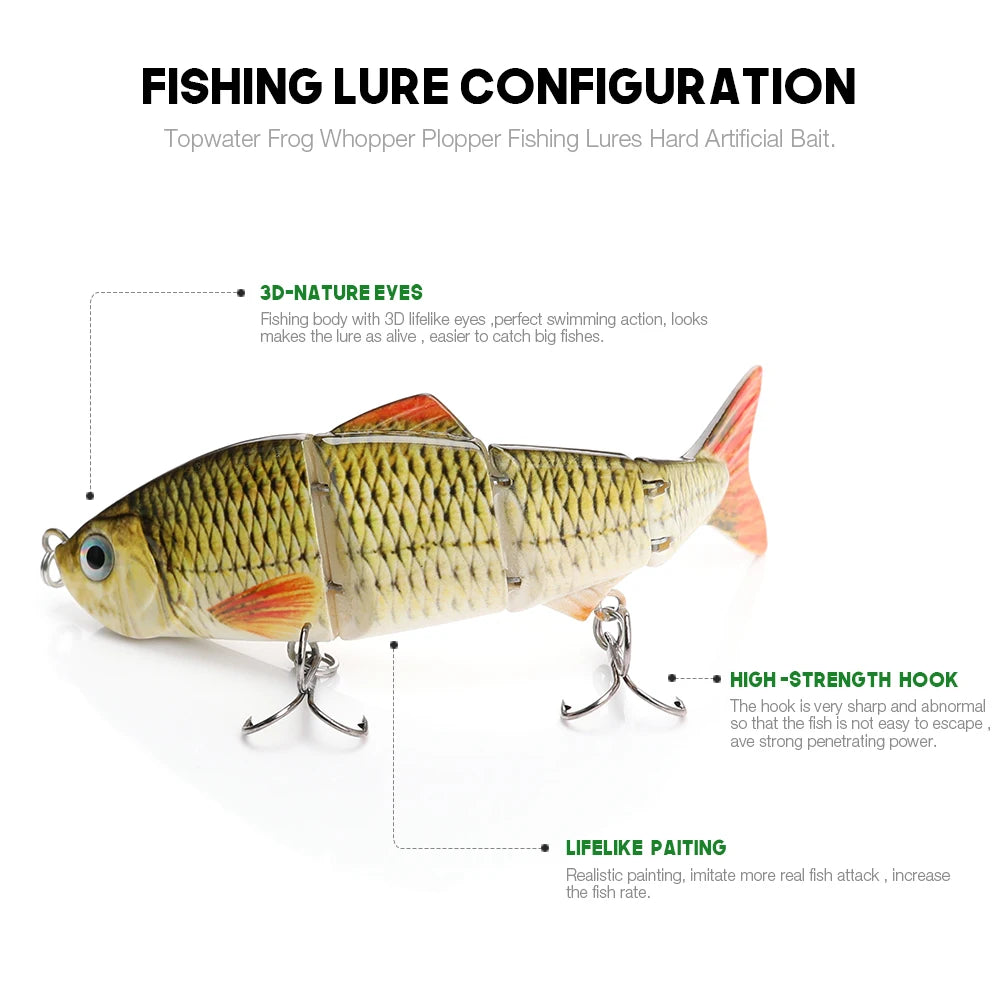 VTAVTA 12cm 16g Lifelike 4 Segment Sinking Wobbler Lure