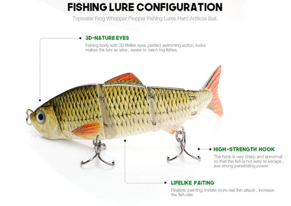 VTAVTA 12cm 16g Lifelike 4 Segment Sinking Wobbler Lure
