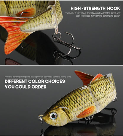 VTAVTA 12cm 16g Lifelike 4 Segment Sinking Wobbler Lure