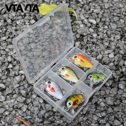 VTAVTA Mini Crank Bait 5pcs Floating Minnow Wobblers