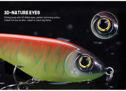 VTAVTA 6.8cm 9g Luminous Sinking Jerkbait Vibrating Rattling Wobblers