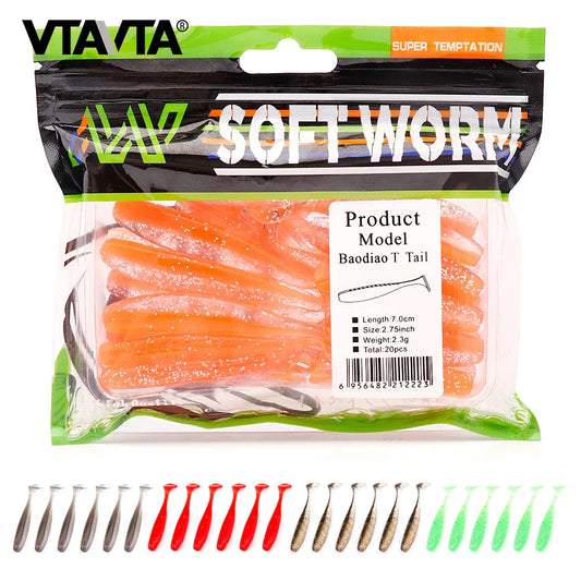 VTAVTA 20pcs/Pack Shiner Soft Lure 50mm 70mm