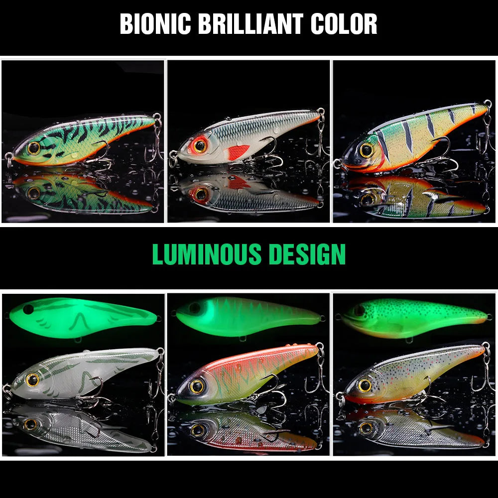VTAVTA 6.8cm 9g Luminous Sinking Jerkbait Vibrating Rattling Wobblers