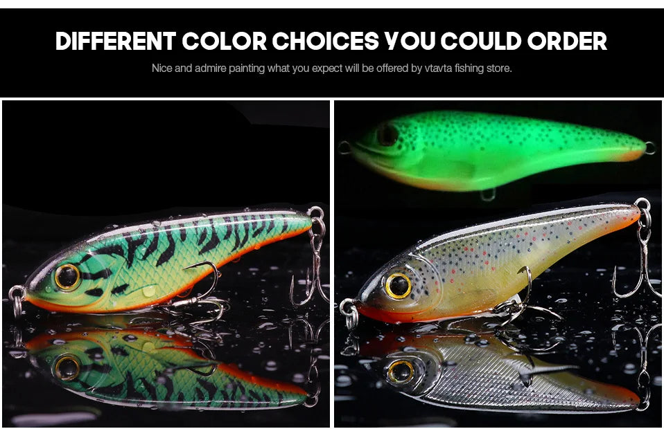 VTAVTA 6.8cm 9g Luminous Sinking Jerkbait Vibrating Rattling Wobblers
