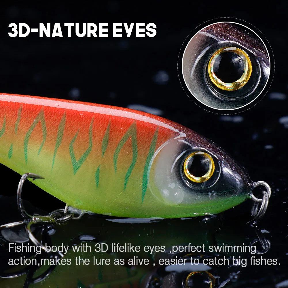 VTAVTA 6.8cm 9g Luminous Sinking Jerkbait Vibrating Rattling Wobblers