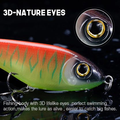 VTAVTA 6.8cm 9g Luminous Sinking Jerkbait Vibrating Rattling Wobblers