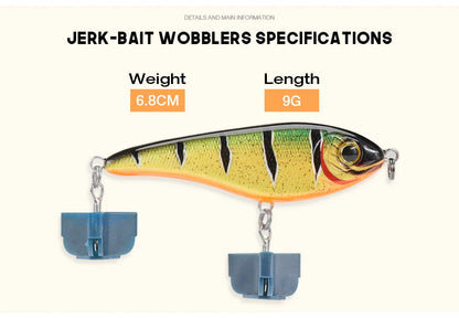 VTAVTA 6.8cm 9g Luminous Sinking Jerkbait Vibrating Rattling Wobblers