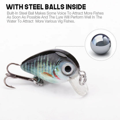 VTAVTA Mini Crank Bait 5pcs Floating Minnow Wobblers