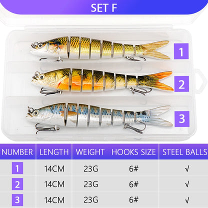 VTAVTA 3pcs Wobbler Fishing Lures Set - Bionic Minnow Kit With Box