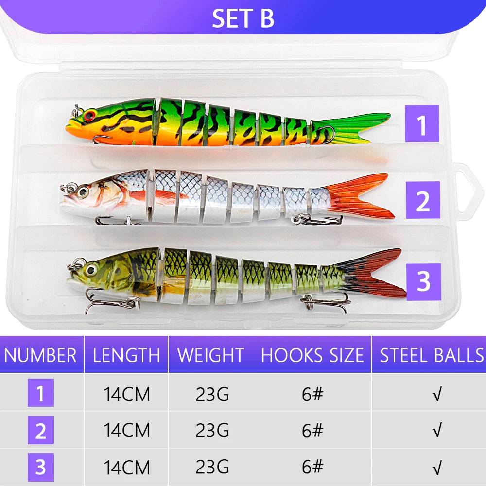 VTAVTA 3pcs Wobbler Fishing Lures Set - Bionic Minnow Kit With Box