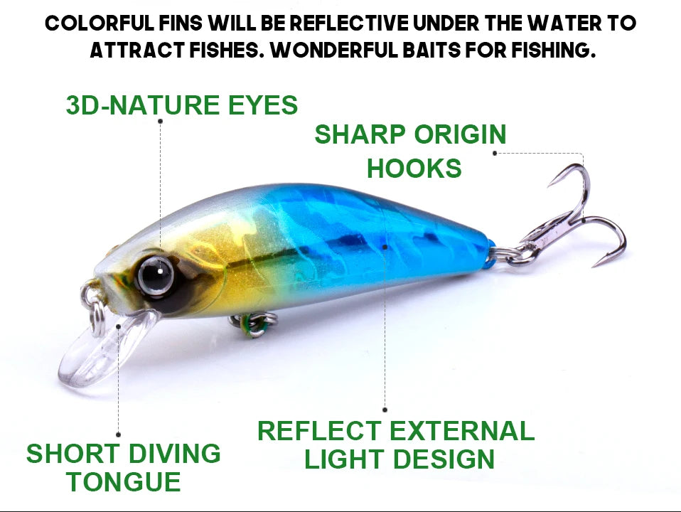 VTAVTA Japanese Design Sinking Minnow Wobbler Fishing Lure 55mm 6.5g