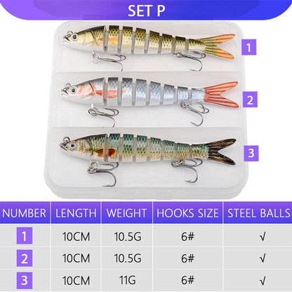 VTAVTA 3pcs Wobbler Fishing Lures Set - Bionic Minnow Kit With Box