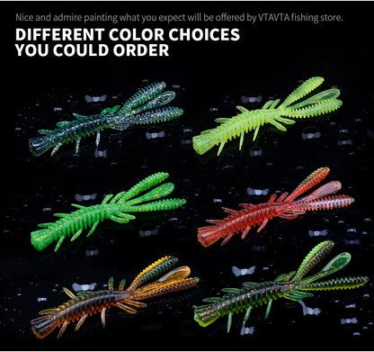VTAVTA 10pcs 50mm 60mm 70mm Floating Soft Lure Silicone Bait Shrimp