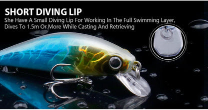 VTAVTA Japanese Design Sinking Minnow Wobbler Fishing Lure 55mm 6.5g