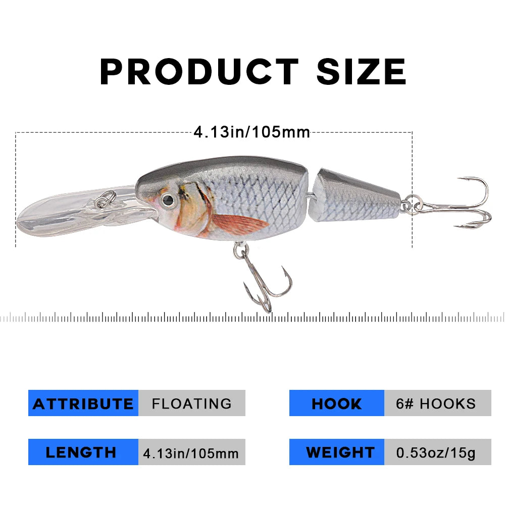 VTAVTA 2-segment Jointed Floating Minnow Lures 105mm 15g