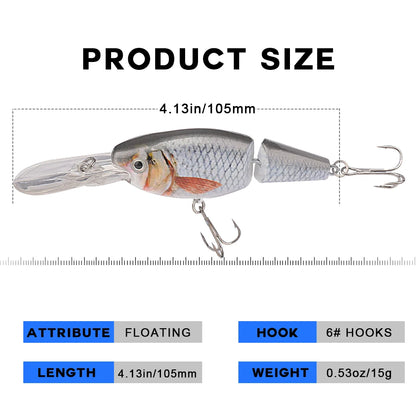 VTAVTA 2-segment Jointed Floating Minnow Lures 105mm 15g