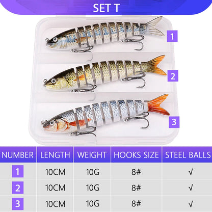 VTAVTA 3pcs Wobbler Fishing Lures Set - Bionic Minnow Kit With Box