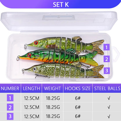 VTAVTA 3pcs Wobbler Fishing Lures Set - Bionic Minnow Kit With Box