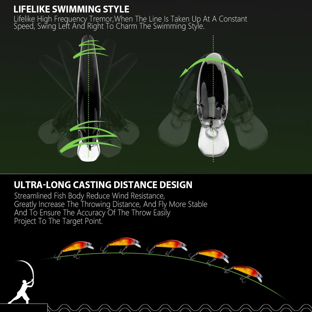 VTAVTA Japanese Design Sinking Minnow Wobbler Fishing Lure 55mm 6.5g