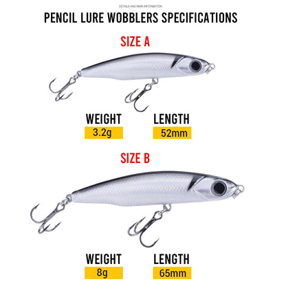 VTAVTA Sinking Pencil Wobbler Fishing Lure 3g/8g