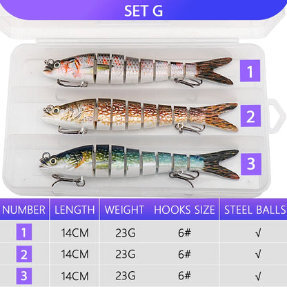 VTAVTA 3pcs Wobbler Fishing Lures Set - Bionic Minnow Kit With Box