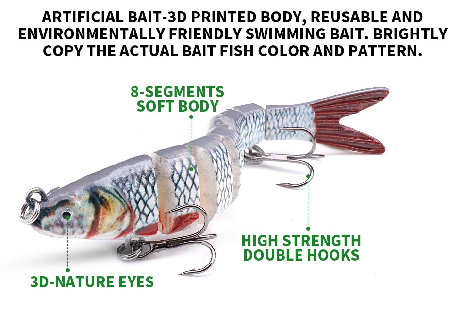 VTAVTA 10cm 10.5g Segmented Swimbait - Hard Bait Sinking Bionic Artificial Plastic