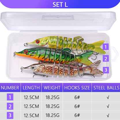 VTAVTA 3pcs Wobbler Fishing Lures Set - Bionic Minnow Kit With Box